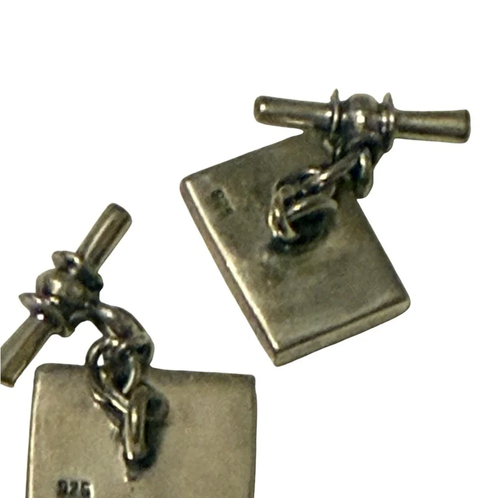 Two pairs of Elegant Black and Silver Cufflinks Set. Both is sliver ,925 stamps